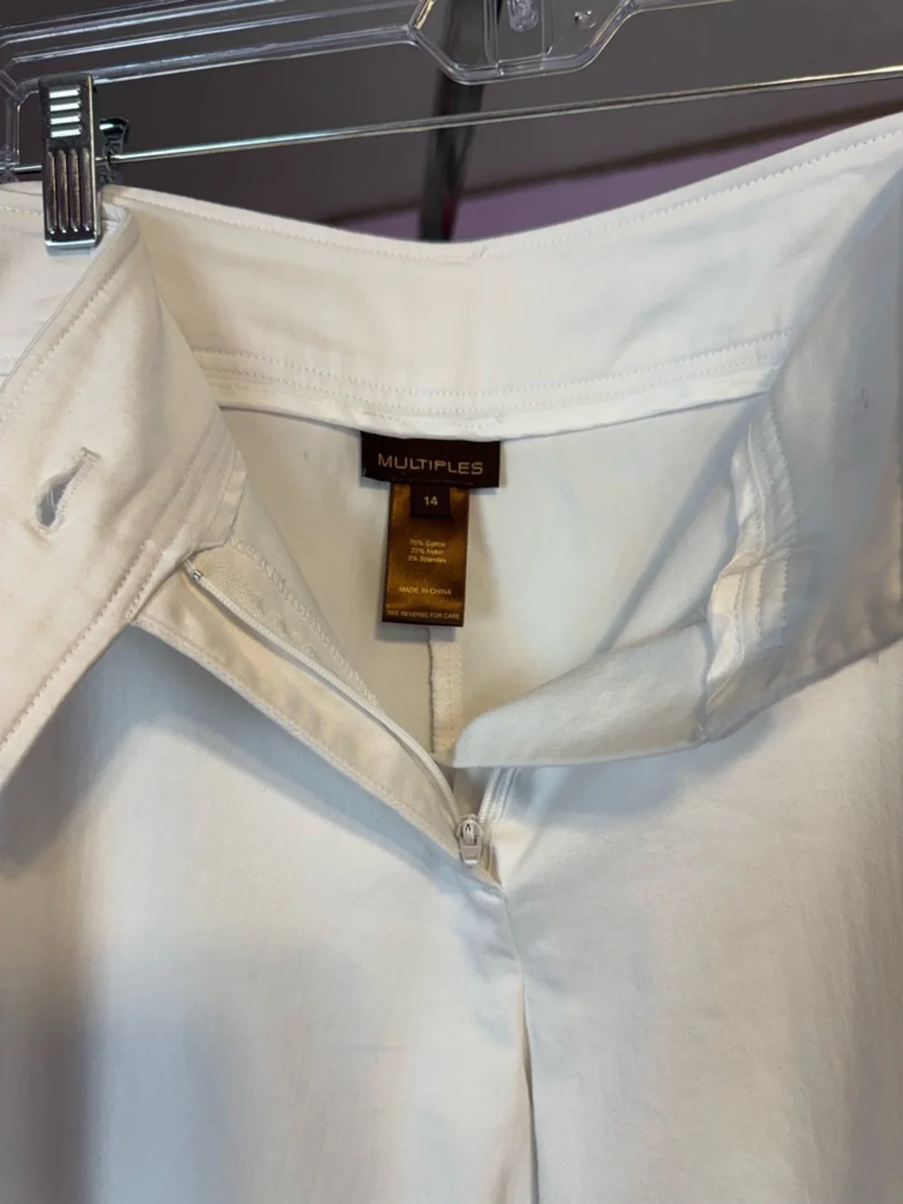 Multiples Button Cuff Cropped Trousers White Size 14 Coastal Chic